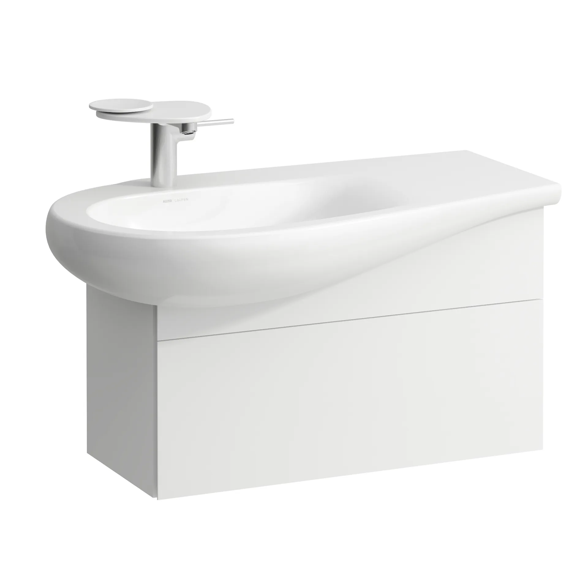 Waschtischunterbau, ILBAGNOALESSI, 321x732x442, 1 Schublade, integrierte, versteckte Griffe seitlich, Vollauszug, Soft-Close, Siphonausschnitt links, passend zu Waschtisch H814975, Weiß matt Waschtischunterbau, ILBAGNOALESSI, 321x732x442, 1 Schublade, integrierte, versteckte Griffe seitlich, Vollauszug, Soft-Close, Siphonausschnitt links, passend zu Waschtisch H814975, Weiß matt