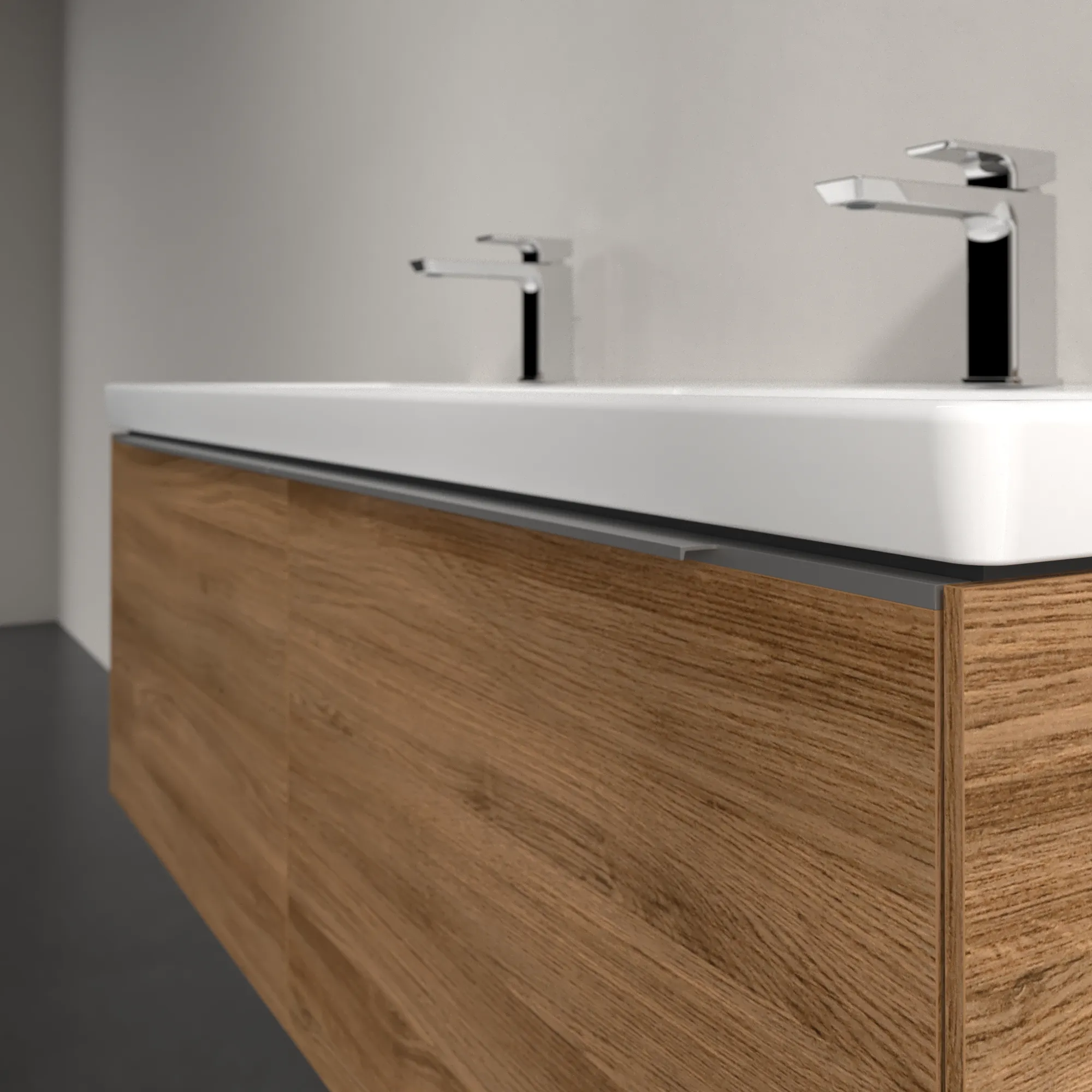 Villeroy & Boch Waschtischunterschrank „Subway 3.0“ für Schrank-Doppelwaschtisch 1272 × 429 × 478 mm Kansas Oak, für links und rechts