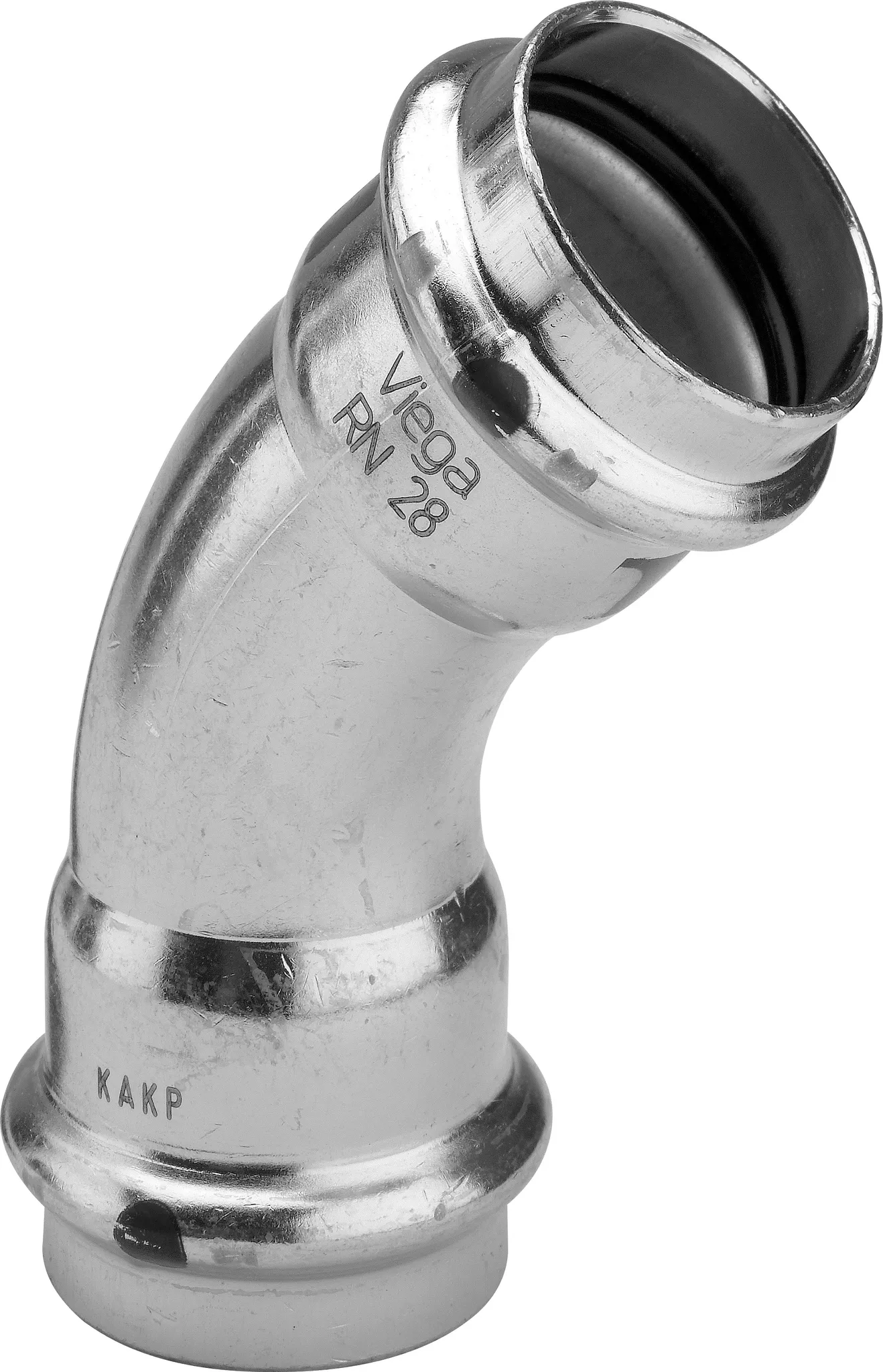 „Prestabo“ 45°-Bogen mit 2 Muffen 54 mm „Prestabo“ 45°-Bogen mit 2 Muffen 54 mm