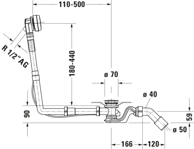 Duravit Ab- und Überlaufgarnitur für Badewannen mit Zulauf Modell 792203 Duravit Ab- und Überlaufgarnitur für Badewannen mit Zulauf Modell 792203