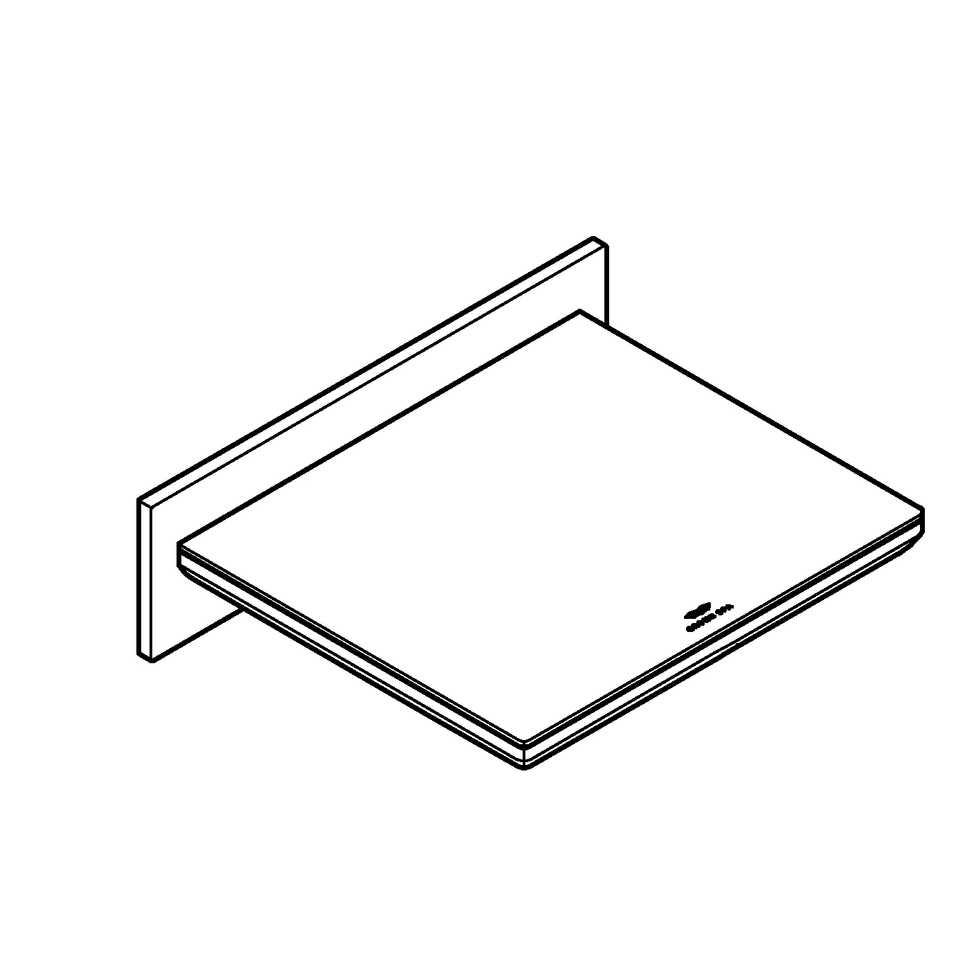 Schwallauslauf Allure 13317_1, für Wanne und Brause, Wandmontage, mit Glasplatte, Ausladung 169 mm, chrom