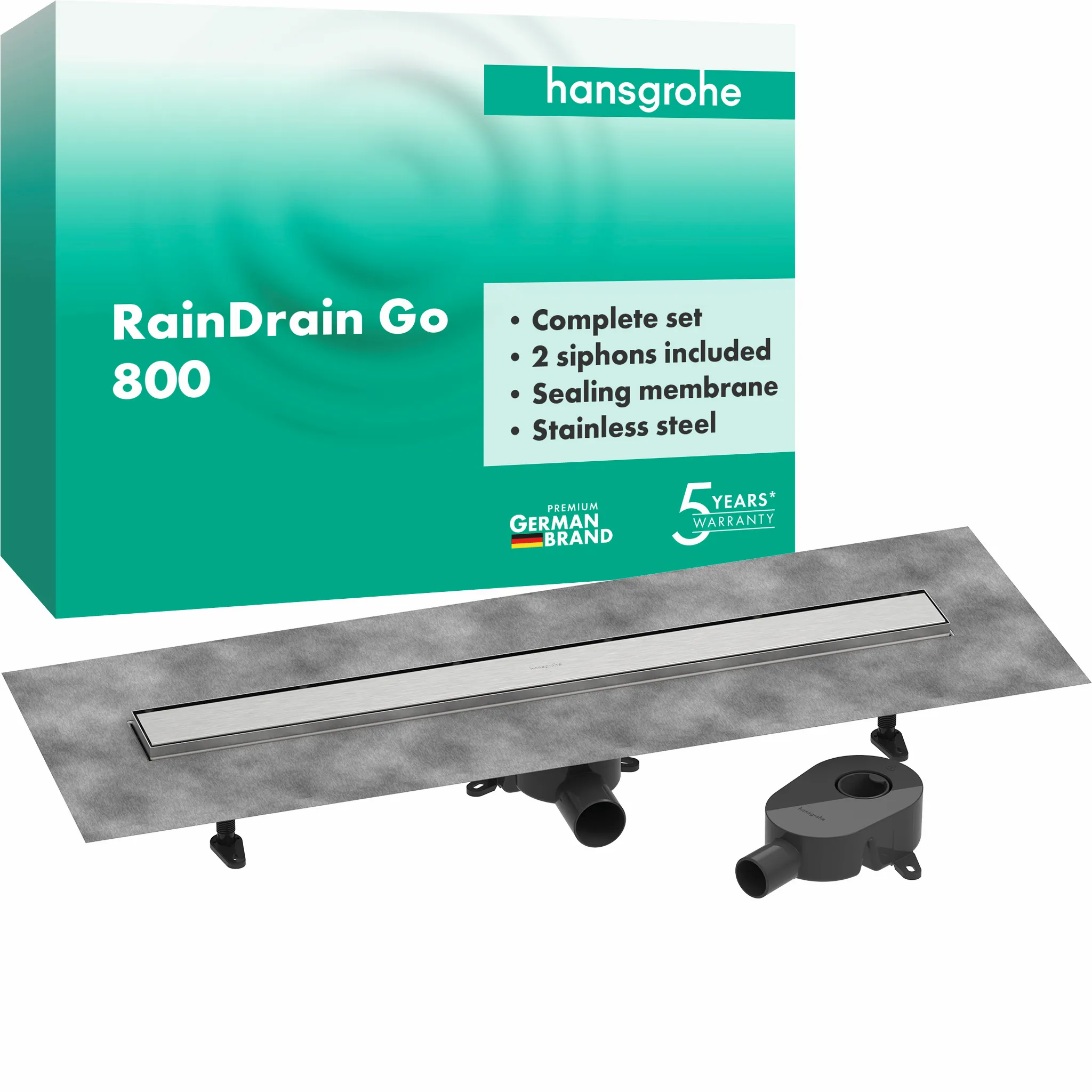 Hansgrohe RainDrain Go Komplettset Duschrinne 800 rückseitig befliesbar Hansgrohe RainDrain Go Komplettset Duschrinne 800 rückseitig befliesbar