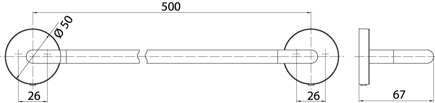 round Badetuchhalter 500 mm, weiß round Badetuchhalter 500 mm, weiß
