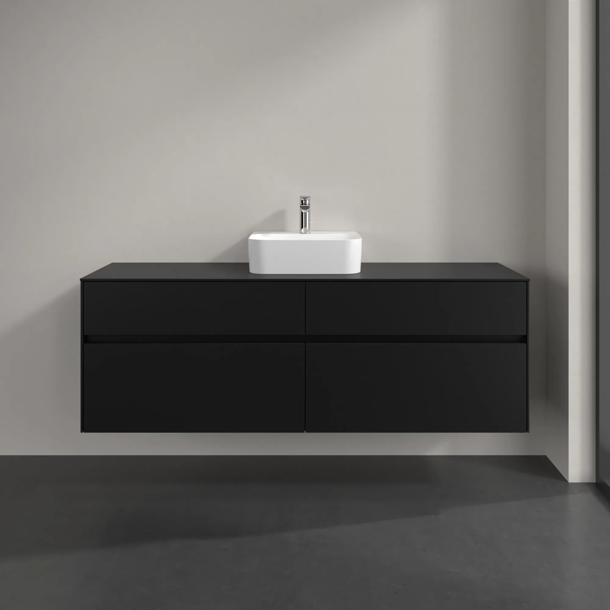 Villeroy & Boch Waschtischunterschrank „Collaro“ 1600 × 548 × 500 mm Volcano Black, mit Beleuchtung, für Becken mittig Villeroy & Boch Waschtischunterschrank „Collaro“ 1600 × 548 × 500 mm Volcano Black, mit Beleuchtung, für Becken mittig