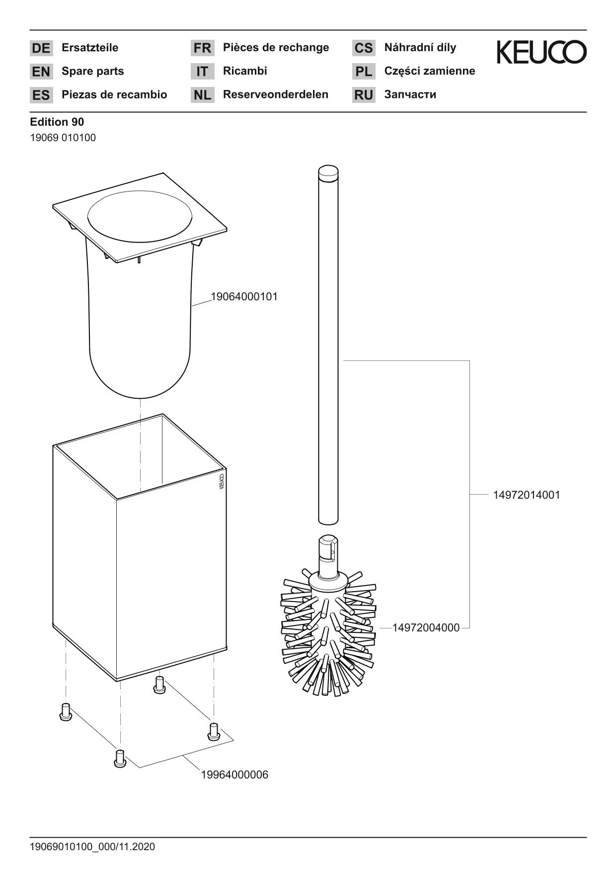 Edition 90 19069010100 Toilettenbürstengarnitur Standmodell verchromt/anthrazit