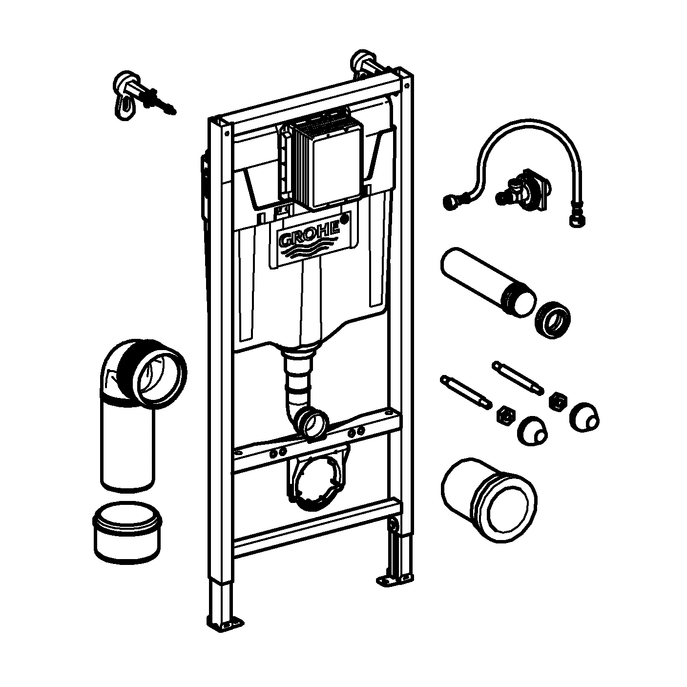 WC-Element Rapid SL 38848, 1,13 m Bauhöhe, für Vorwand- oder Ständerwandmontage, ohne Wandwinkel und Revisionsschacht für kleine Abdeckplatten