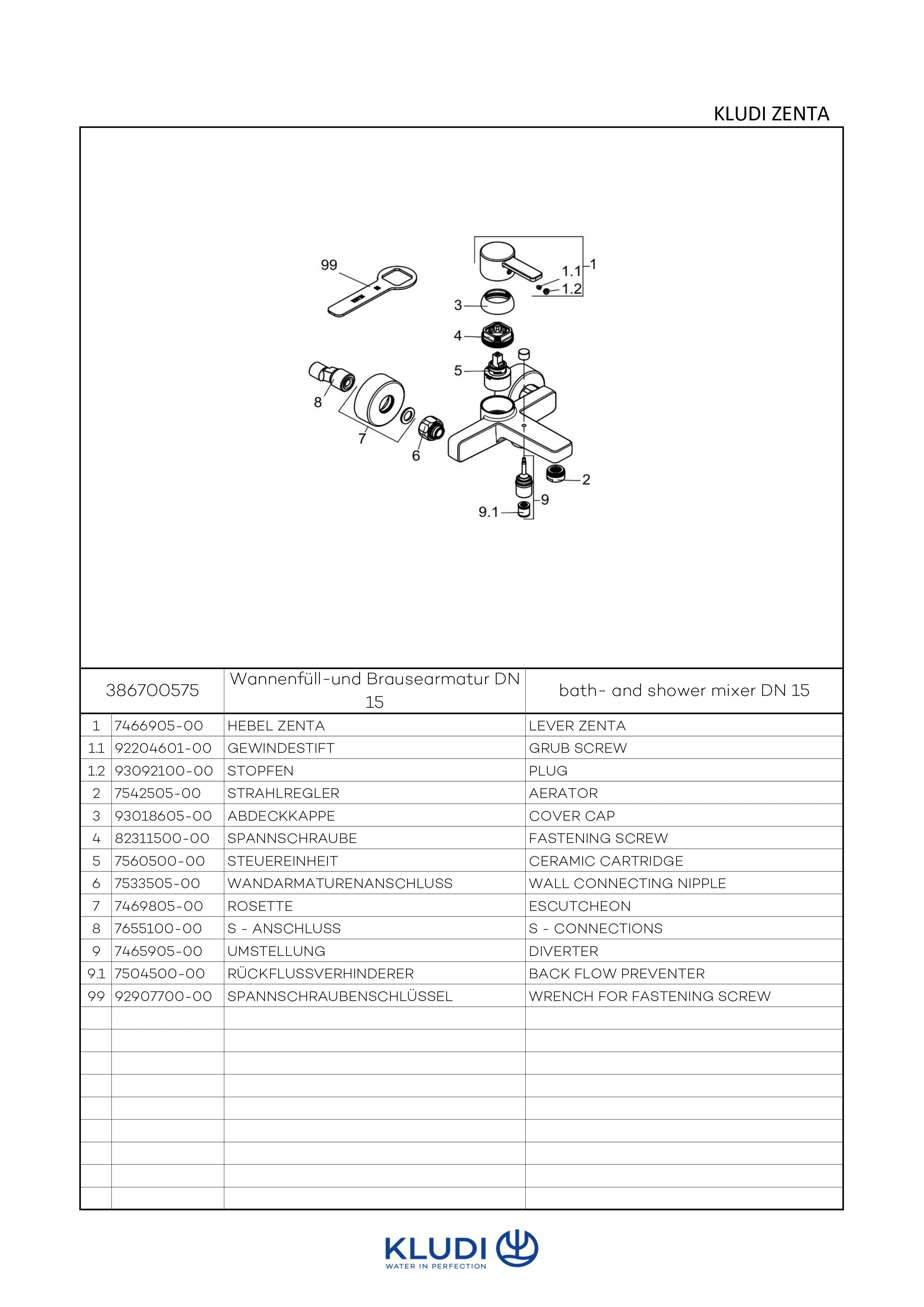 Kludi ZENTA WFB-Einhandmischer DN 15, eigensicher chrom Kludi ZENTA WFB-Einhandmischer DN 15, eigensicher chrom