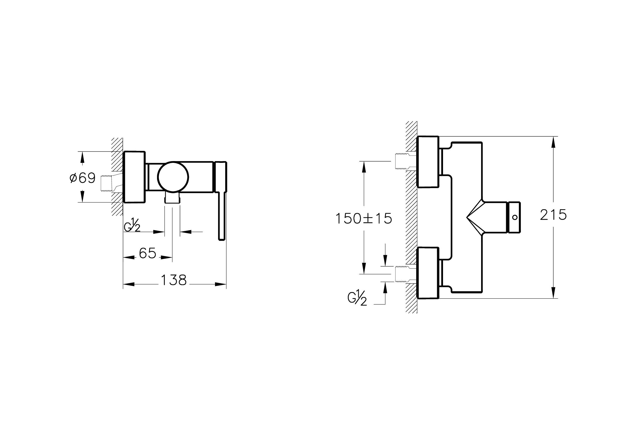 Minimax Round Einhebel-Brausearmatur Aufputzmontage Schwarz Matt