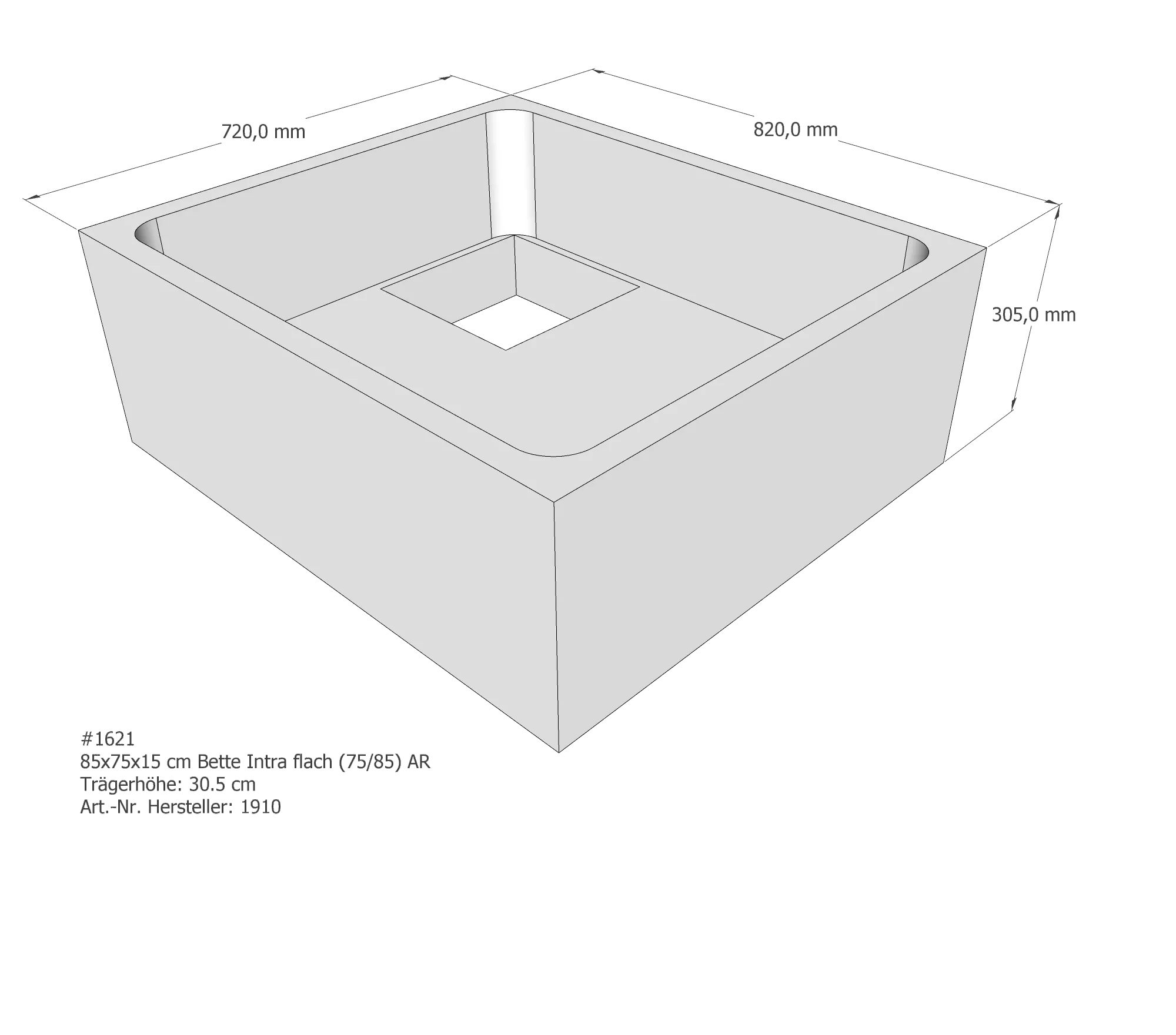 Duschwannenträger passend für Bette BetteQuinta (flach/Intra) 85 × 75 × 15 cm Breite: 75 cm / Länge: 85 cm Duschwannenträger passend für Bette BetteQuinta (flach/Intra) 85 × 75 × 15 cm Breite: 75 cm / Länge: 85 cm