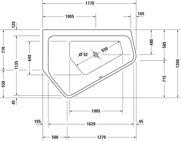 Duravit Badewanne „Paiova 5“ fünfeck 177 × 130 cm, links