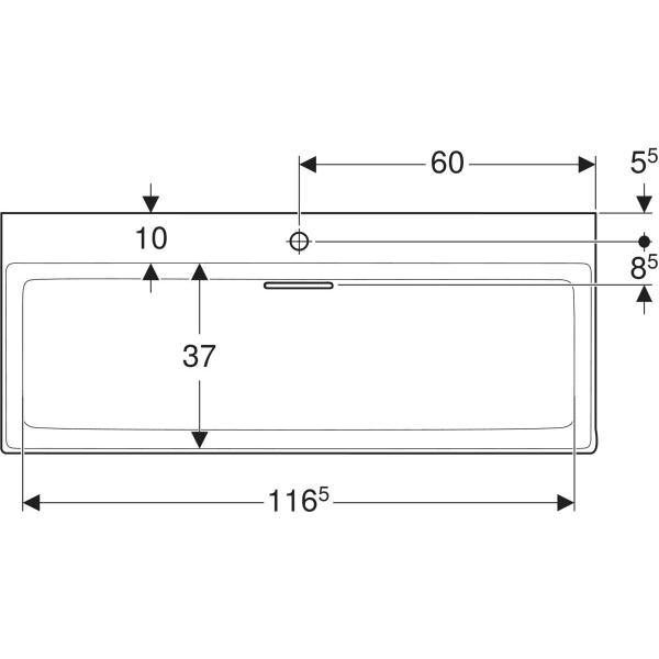 Wandwaschtisch „One“ mit horizontalem Ablauf, rechteckig, Hahnlochposition mittig 120 × 48 cm in weiß alpin mit KeraTect® Wandwaschtisch „One“ mit horizontalem Ablauf, rechteckig, Hahnlochposition mittig 120 × 48 cm in weiß alpin mit KeraTect®
