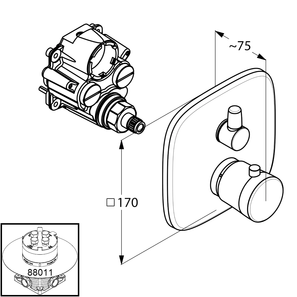 AMBA UnterputzThermostatarmatur FeinbauSet mit Funktionseinheit chrom AMBA UnterputzThermostatarmatur FeinbauSet mit Funktionseinheit chrom