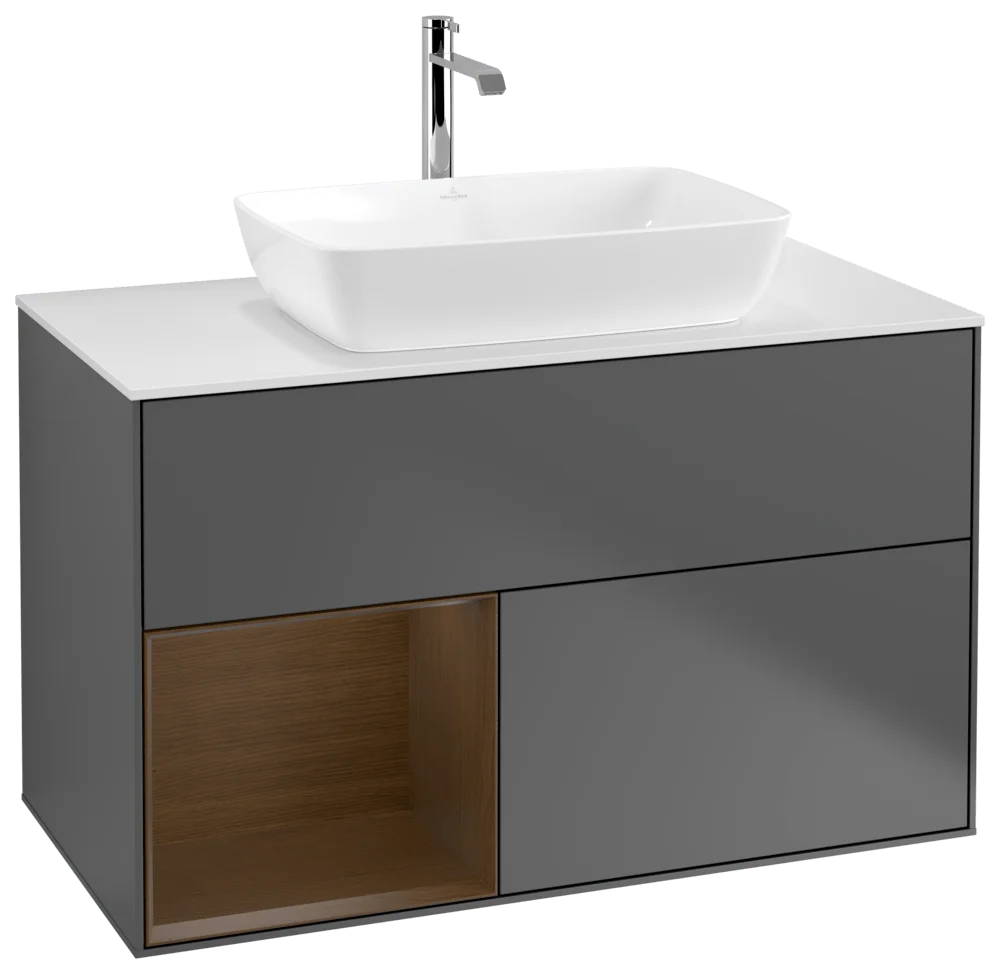 Villeroy & Boch Finion Waschbeckenunterschrank G77 1000x603x501mm Anthrazit Eiche Weiß