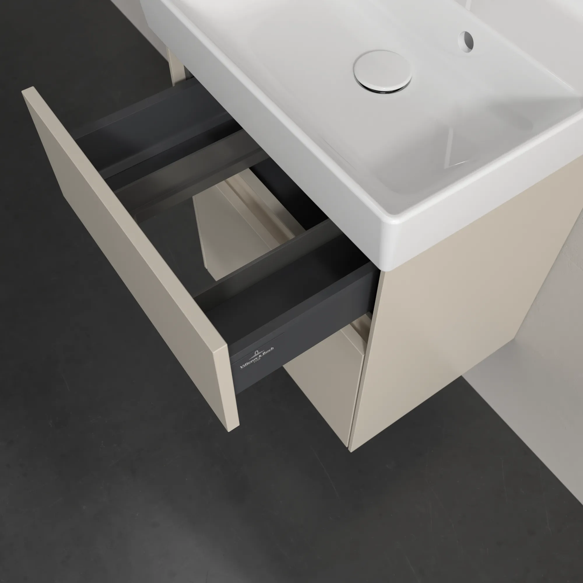 Villeroy & Boch Waschbeckenunterschrank Collaro C00600, Cashmere Grey, 460x374 mm, Höhe 546 mm, mit SoftClosing, 2 Auszüge Villeroy & Boch Waschbeckenunterschrank Collaro C00600, Cashmere Grey, 460x374 mm, Höhe 546 mm, mit SoftClosing, 2 Auszüge