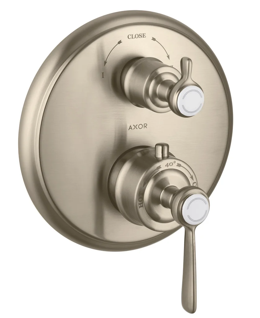 Hansgrohe AXOR Montreux Thermostat Unterputz mit Hebelgriff Brushed Nickel, Keramikventil 90°, max. Durchfluss 25 l/min, einstellbare Temperaturbegrenzung Hansgrohe AXOR Montreux Thermostat Unterputz mit Hebelgriff Brushed Nickel, Keramikventil 90°, max. Durchfluss 25 l/min, einstellbare Temperaturbegrenzung