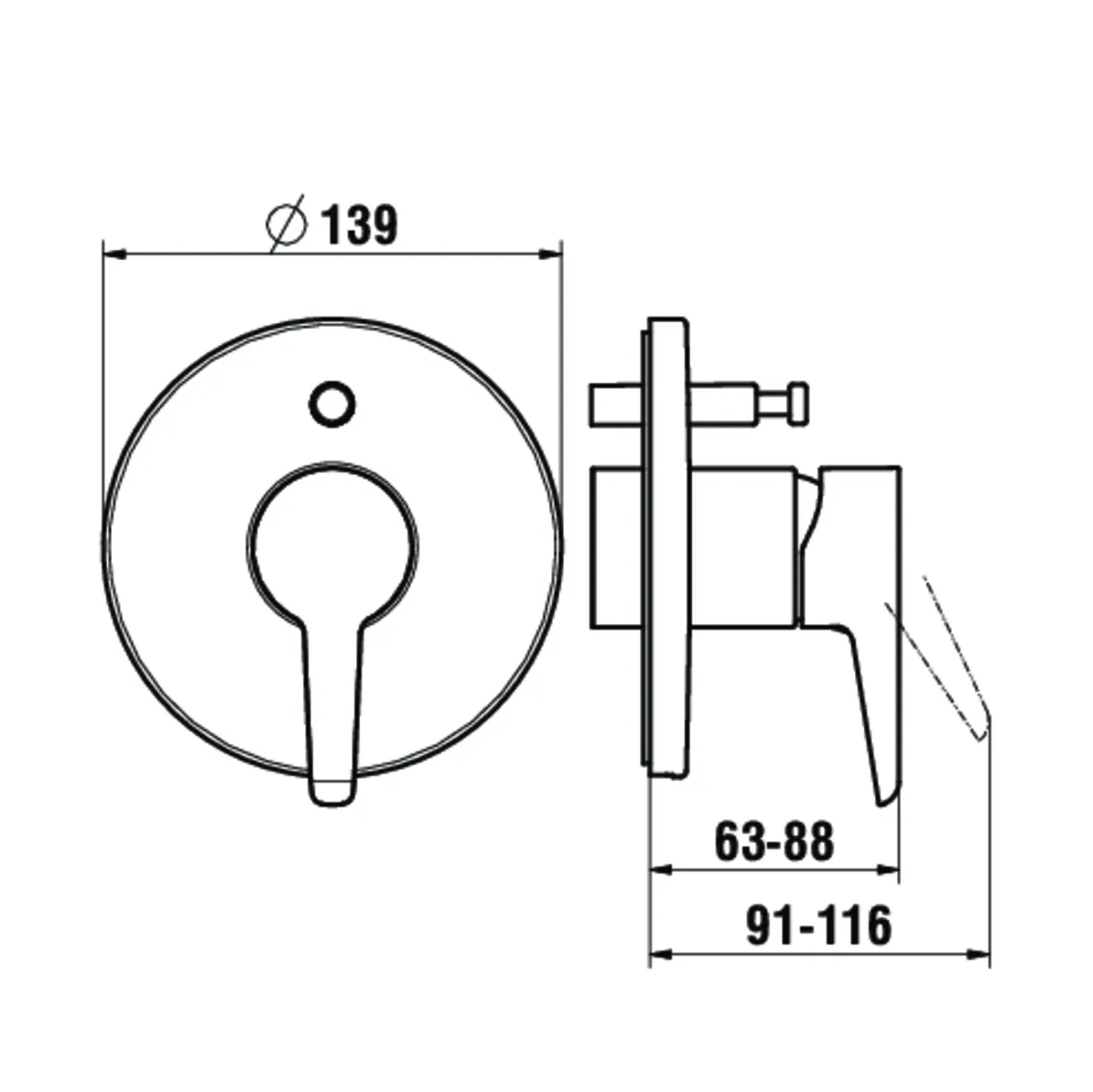 Einhebel-Wannenmischer Unterputz PURE für SIMIBOX Standard oder SIMIBOX Light ohne Zubehör chrom