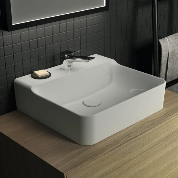 Waschbecken „Conca“ 50 × 45 × 14,5 cm, Hahnlochposition mittig in Weiß