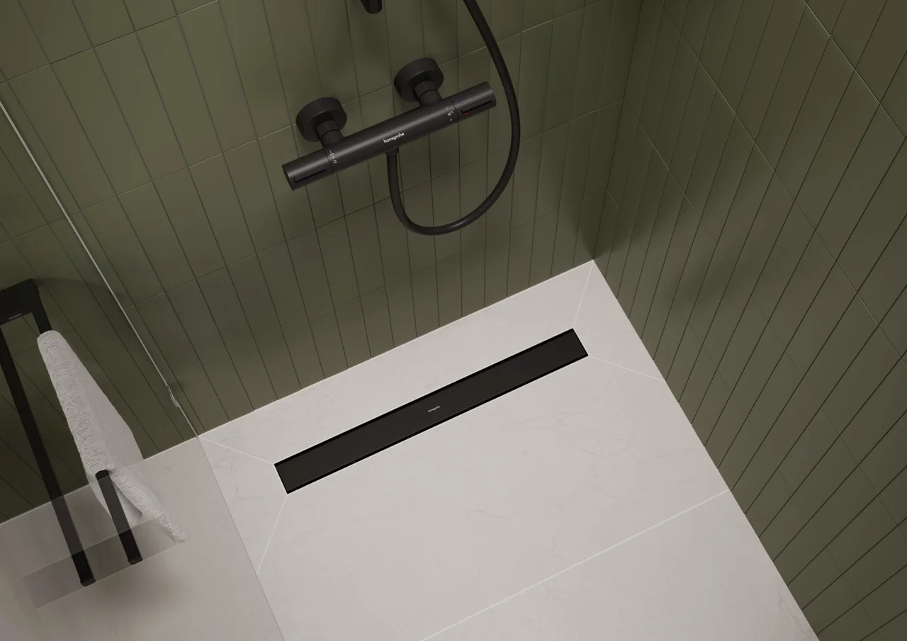 Hansgrohe RainDrain Go Komplettset Duschrinne 500 mm, rückseitig befliessbar, Mattschwarz