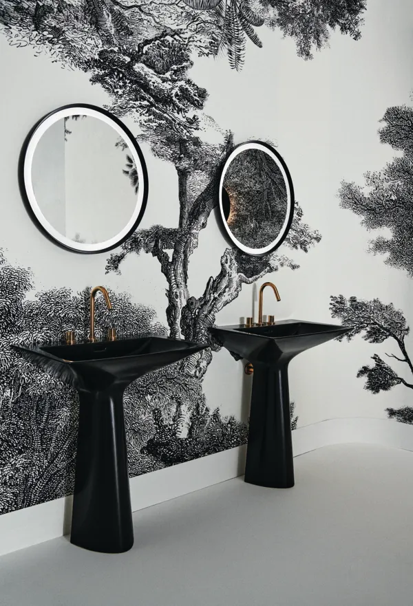 Waschbecken „Tipo-Z“ 74 × 47 × 90 cm, Hahnlochposition mittig in Schwarz Waschbecken „Tipo-Z“ 74 × 47 × 90 cm, Hahnlochposition mittig in Schwarz