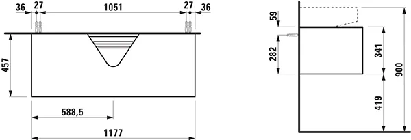 Laufen Waschtischunterbau „SONAR“ 1177 × 341 × 457 mm Gold, mittig