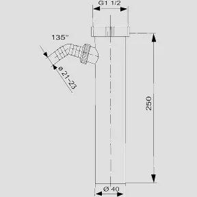 SANIT Anschlussrohr G1 1/2 × 250 × 40 mit Geräteanschluss