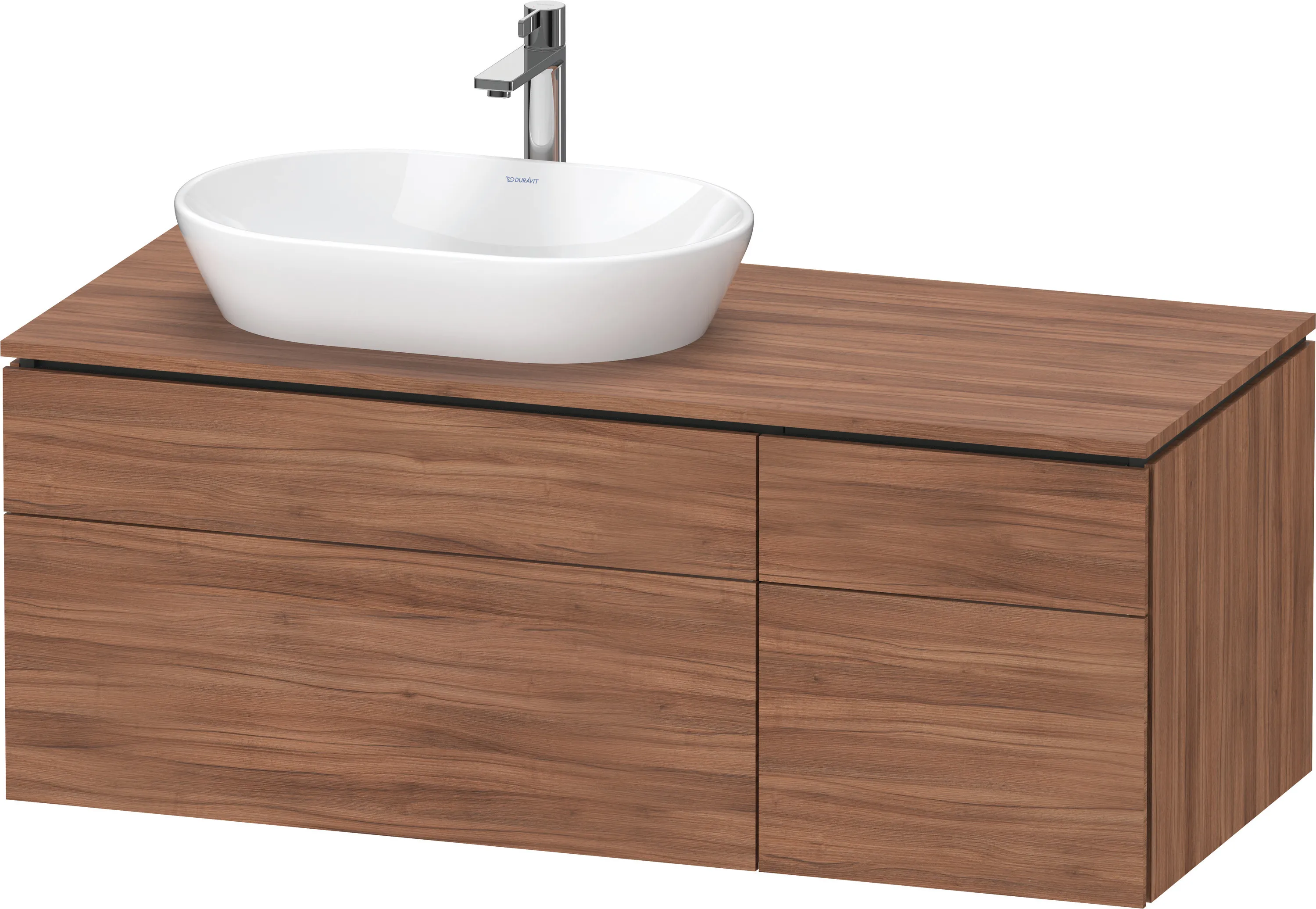 Duravit Waschtischunterschrank wandhängend „L-Cube“ 122 × 48,2 × 55 cm Nussbaum Natur, links