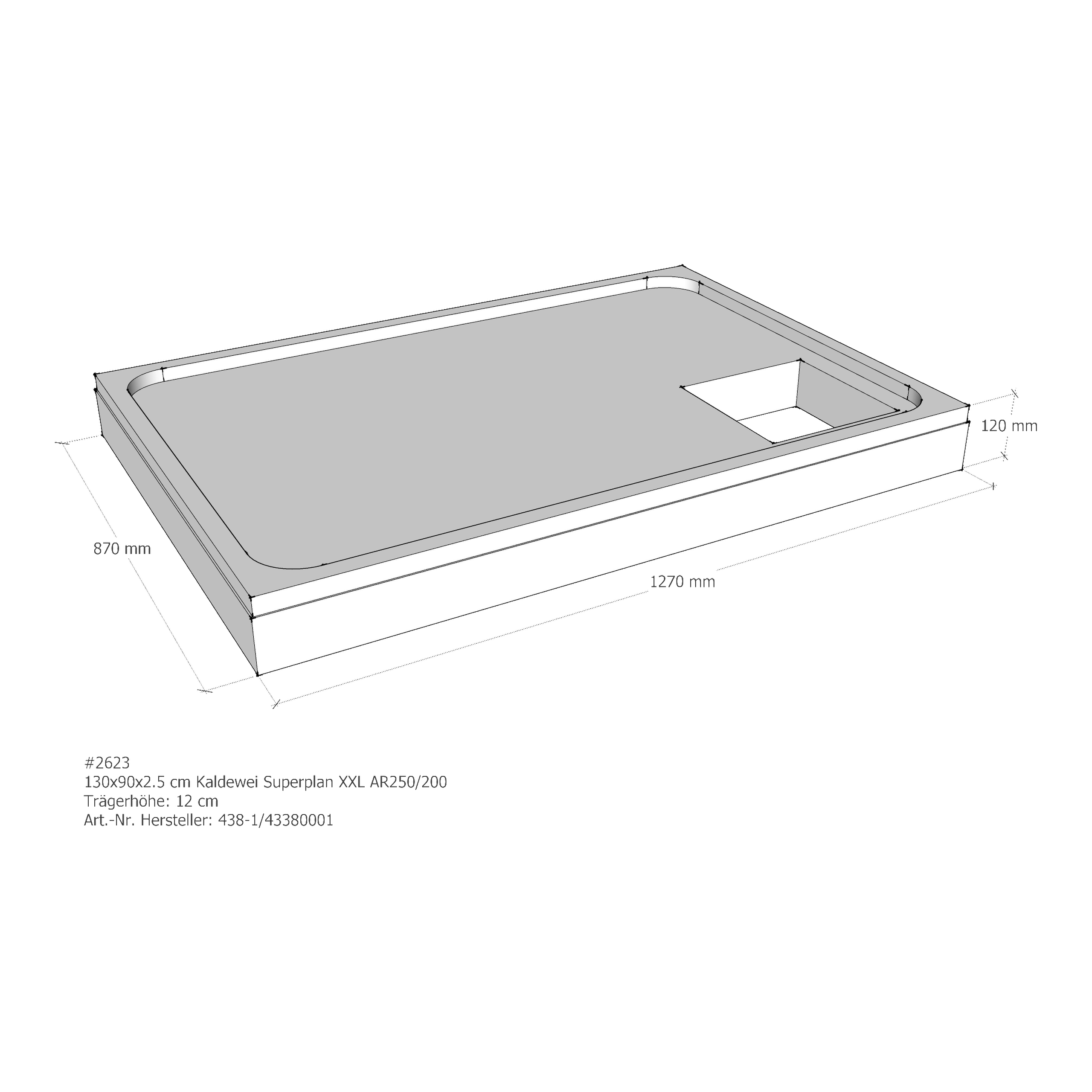 Duschwannenträger für Kaldewei Superplan XXL 130 × 90 × 2,5 cm Duschwannenträger für Kaldewei Superplan XXL 130 × 90 × 2,5 cm