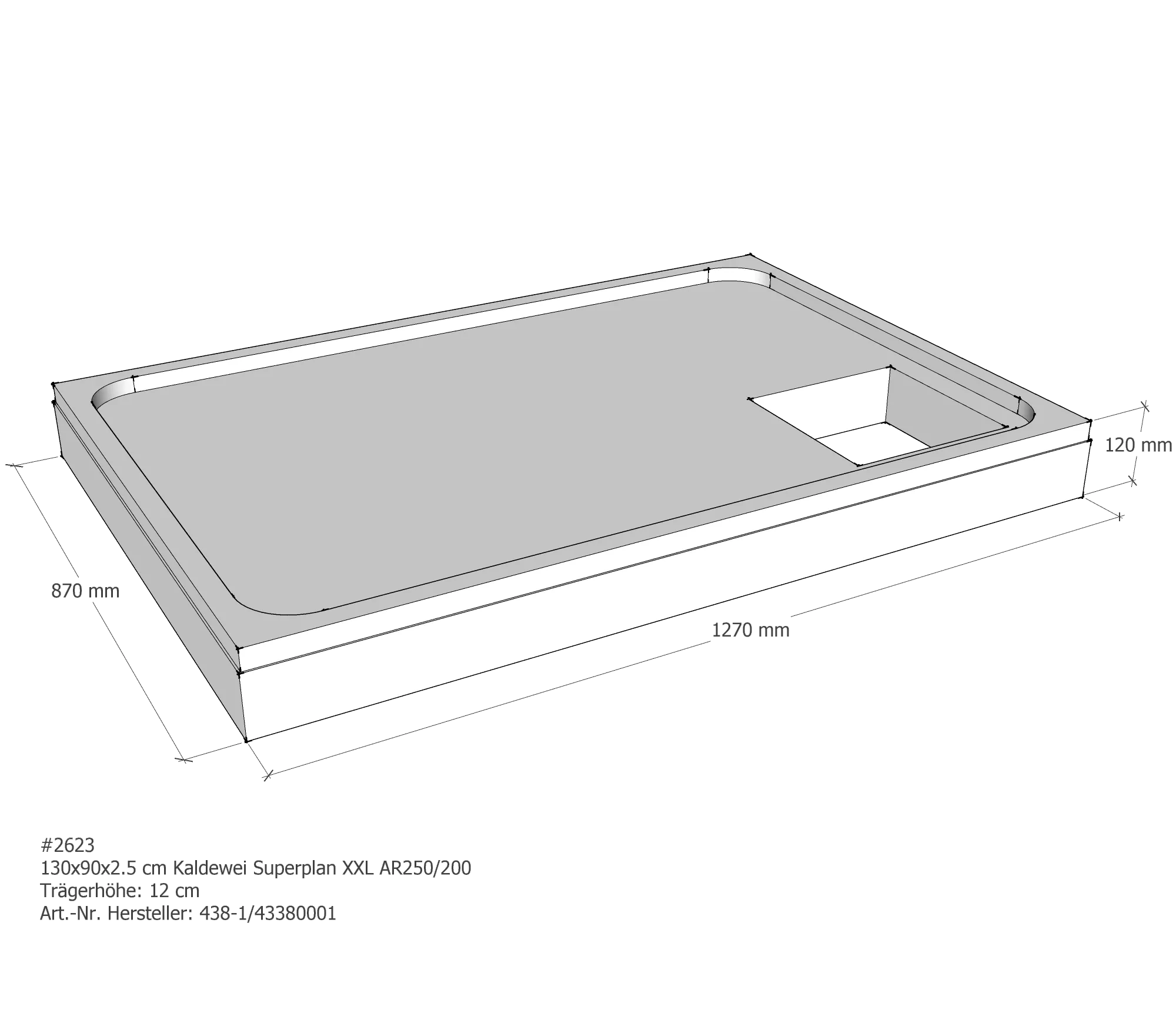 Duschwannenträger für Kaldewei Superplan XXL 130 × 90 × 2,5 cm Duschwannenträger für Kaldewei Superplan XXL 130 × 90 × 2,5 cm