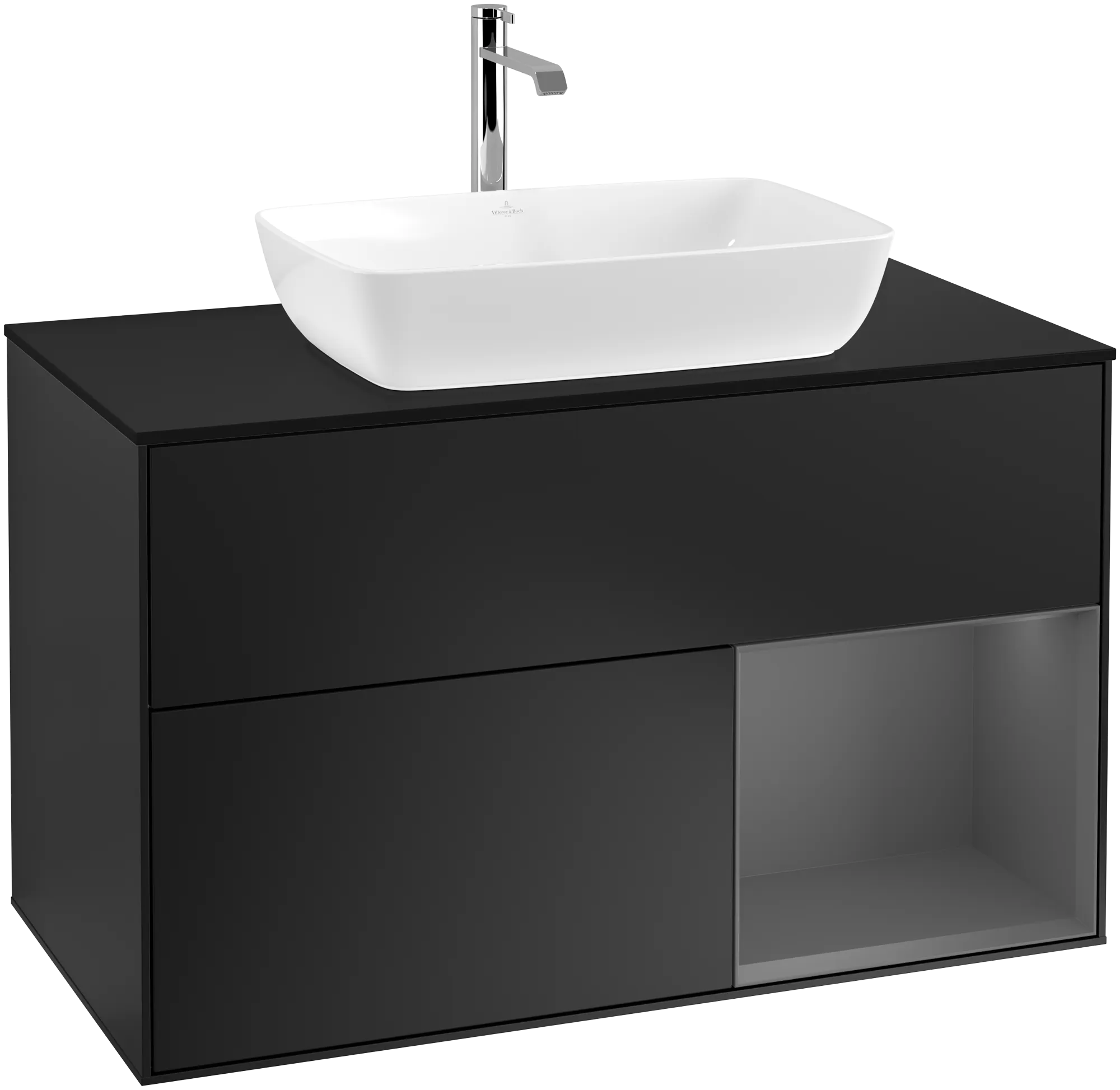 Villeroy & Boch Waschbeckenunterschrank Finion F78, 1000 x 603 x 501 mm, Black Matt Lacquer, mit Beleuchtung und Push-to-open Funktion Villeroy & Boch Waschbeckenunterschrank Finion F78, 1000 x 603 x 501 mm, Black Matt Lacquer, mit Beleuchtung und Push-to-open Funktion