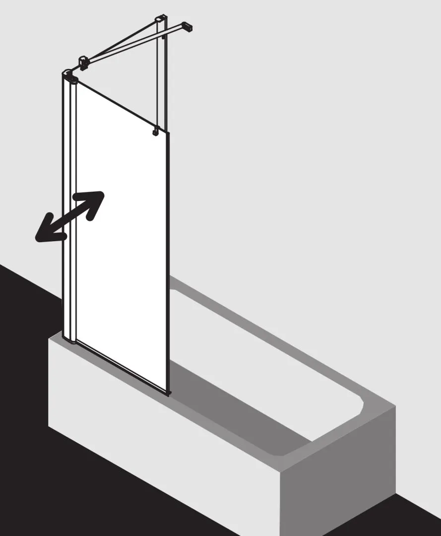 Kermi Duschtür Pendelflügel links „PEGA“ Glas Klar, Profile Silber Hochglanz, BV: 740 - 765 mm H: 1500 mm