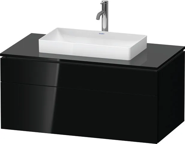 Duravit Waschtischunterschrank wandhängend „L-Cube“ 102 × 48,2 × 55 cm Schwarz Hochglanz, mittig