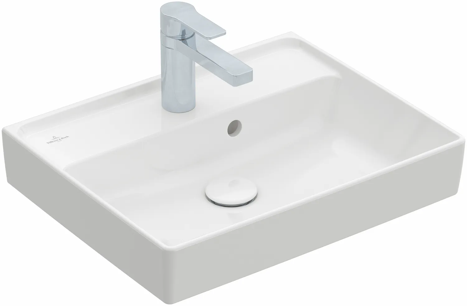 Villeroy & Boch Handwaschbecken aus TitanCeram „Collaro“ 500 × 400 × 150 mm, mit Hahnlochbohrung, Hahnlochposition mittig in Weiß Alpin Villeroy & Boch Handwaschbecken aus TitanCeram „Collaro“ 500 × 400 × 150 mm, mit Hahnlochbohrung, Hahnlochposition mittig in Weiß Alpin