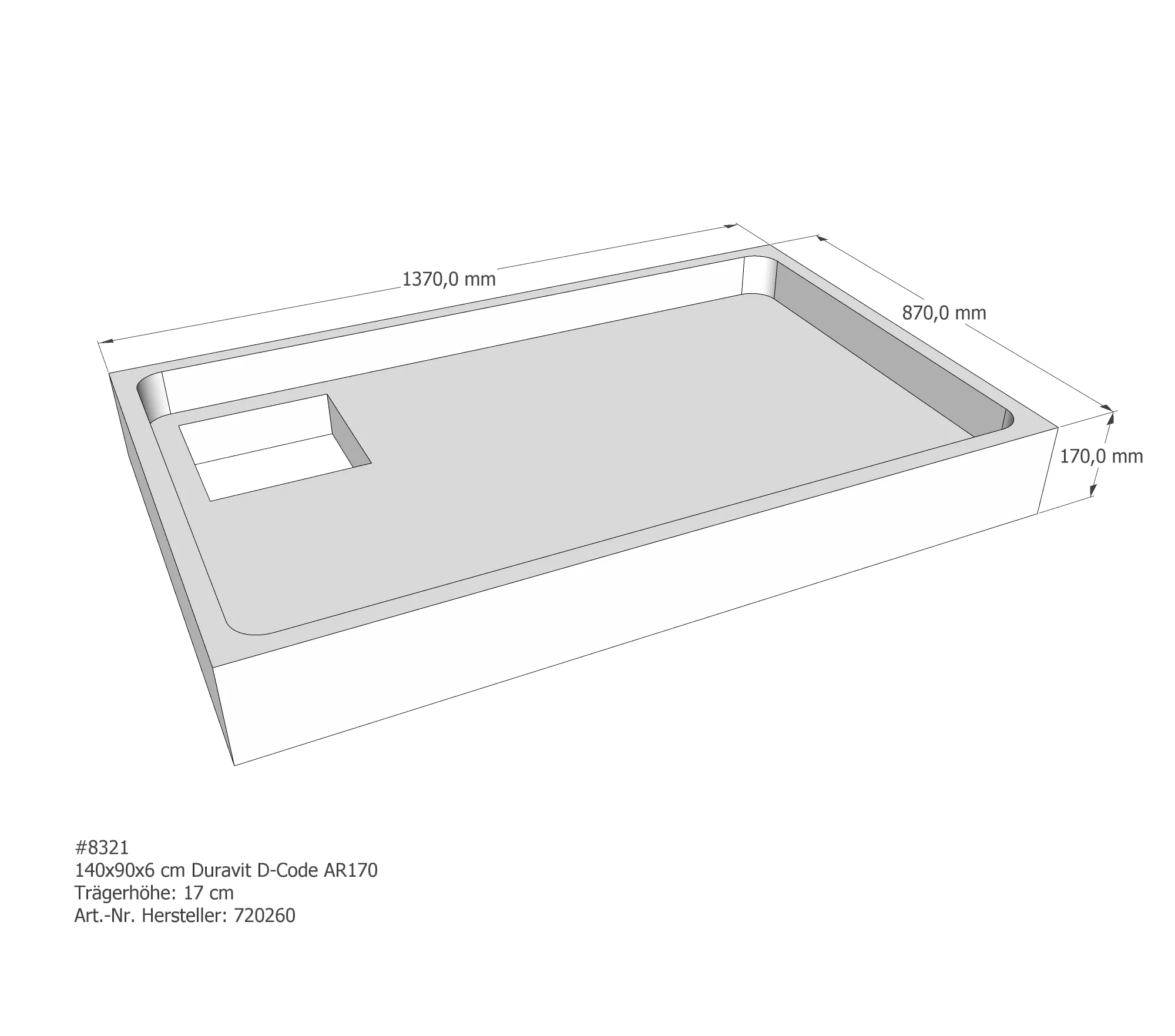 Badewannenträger für Duravit Seadream rechts 163,5 × 110 × 57 cm Ausführung: rechts Badewannenträger für Duravit Seadream rechts 163,5 × 110 × 57 cm Ausführung: rechts