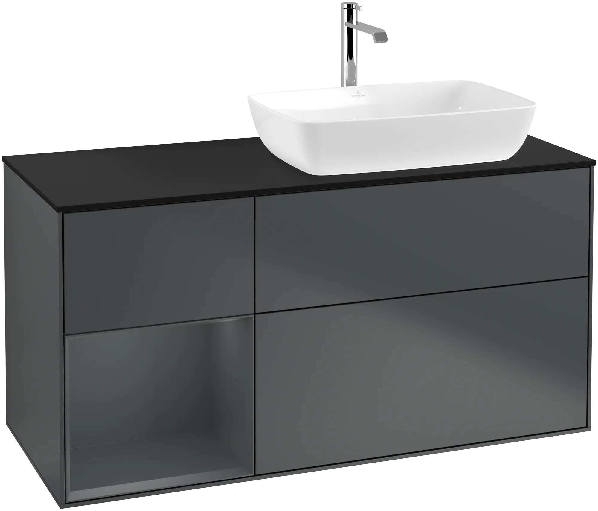 Villeroy & Boch Waschbeckenunterschrank Finion G80, Midnight Blue Matt Lacquer / Glass Black Matt