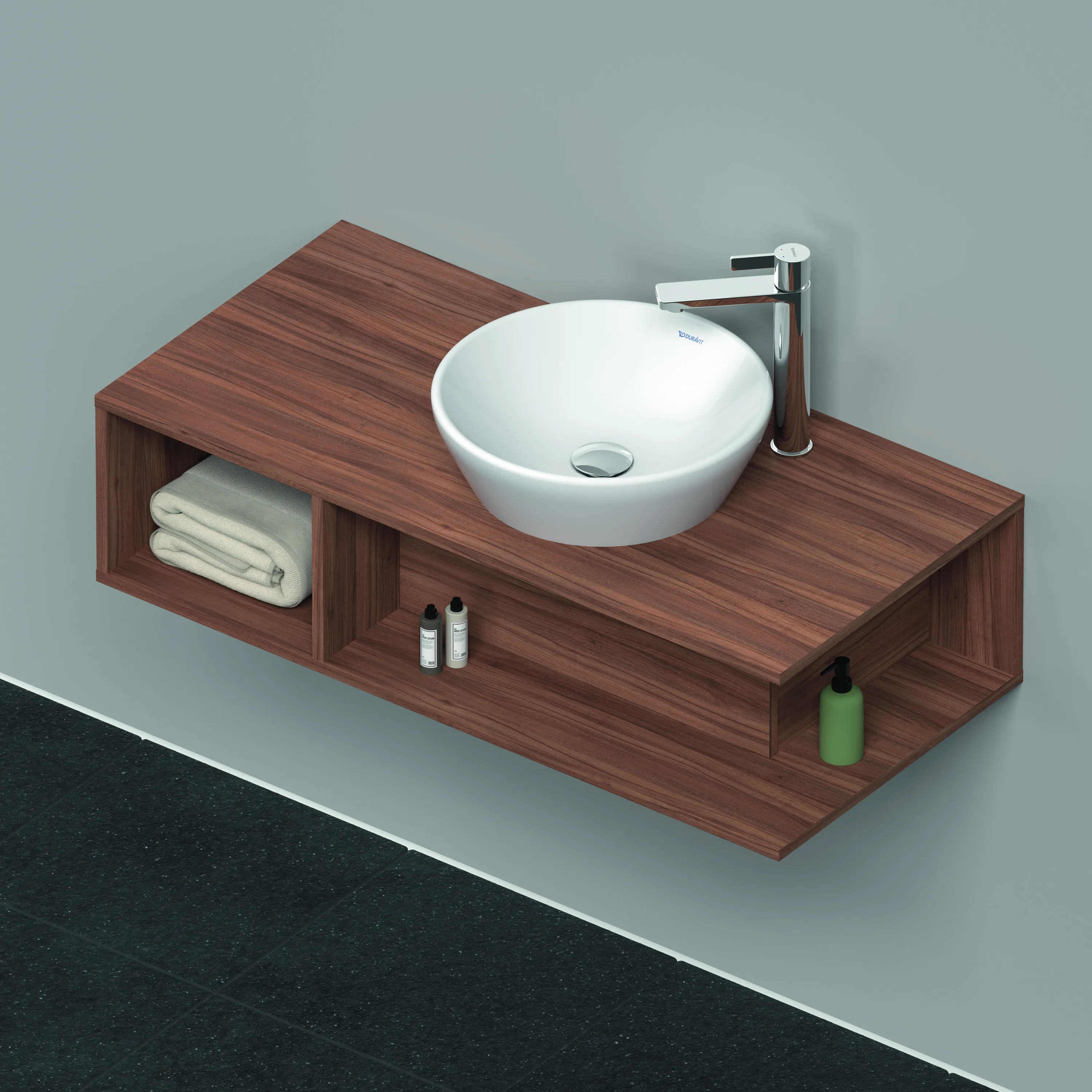 Duravit Waschtischunterschrank wandhängend „D-Neo“ 100 × 26 × 48 cm Nussbaum Natur