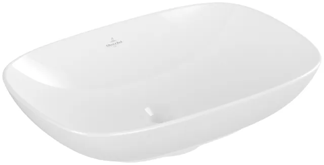 Villeroy & Boch Aufsatzwaschtisch aus TitanCeram „Loop & Friends“ 560 × 380 × 150 mm, ohne Hahnlochbohrung in Weiß Alpin