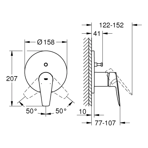Einhand-Wannenbatterie BauEdge 24162_1, Fertigmontageset für Rapido SmartBox, automatische Umstellung: Wanne/Brause Einhand-Wannenbatterie BauEdge 24162_1, Fertigmontageset für Rapido SmartBox, automatische Umstellung: Wanne/Brause