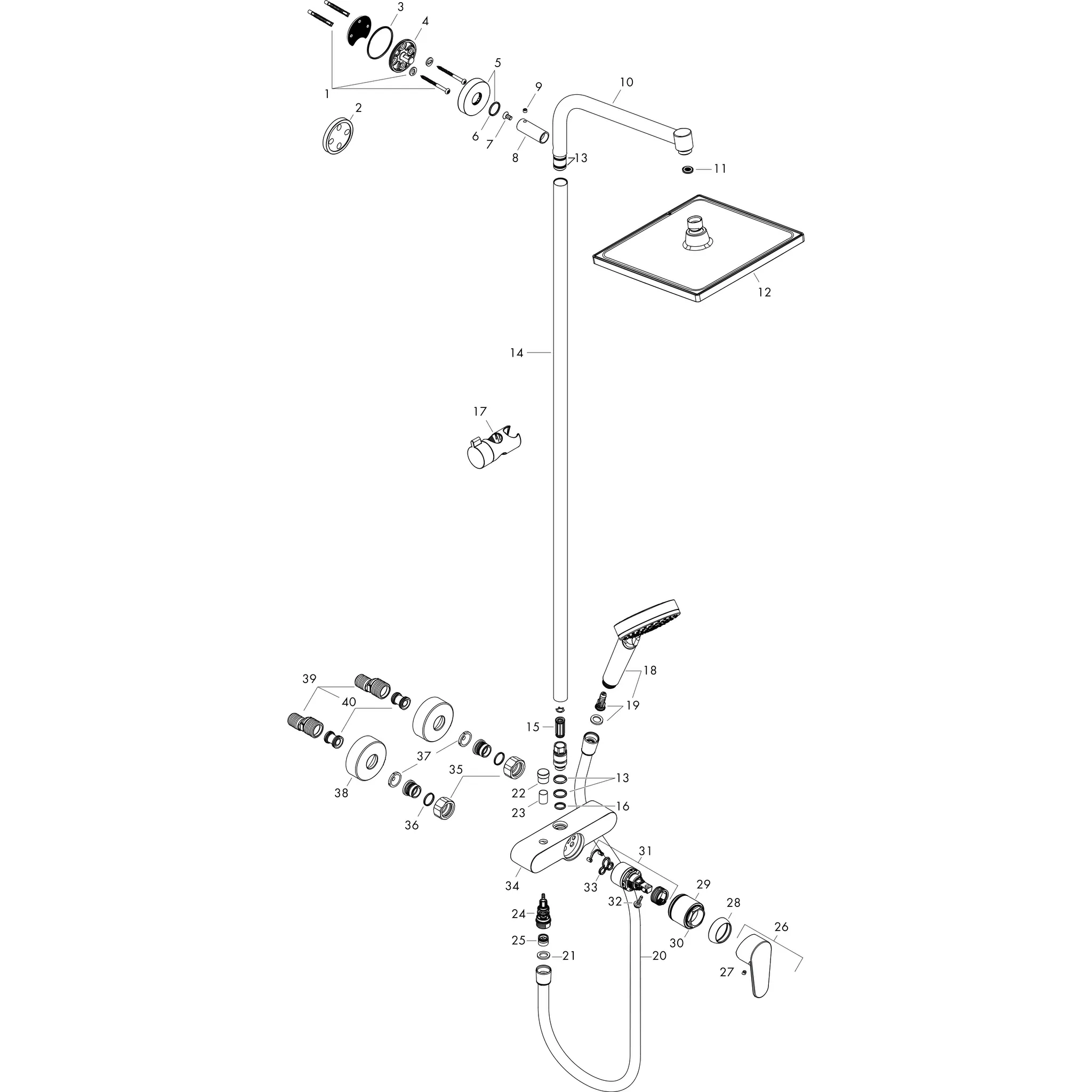 Showerpipe Crometta E 240 Einhebelmischer chrom