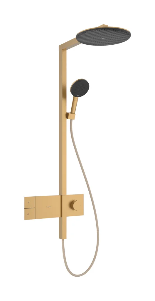 Hansgrohe Raindance Alive S Showerpipe 300 1jet EcoSmart mit Thermostat BBR, Brushed Bronze, 300 mm Brausekopfgröße, Aufputzinstallation