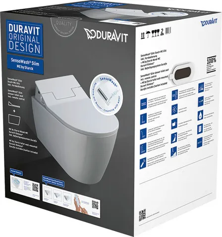 Duravit Wand-Tiefspül-WC inkl. SensoWash® Slim-Sitz „ME by Starck“ 37,3 × 57 × 10,6 cm ,, Befestigung verdeckt