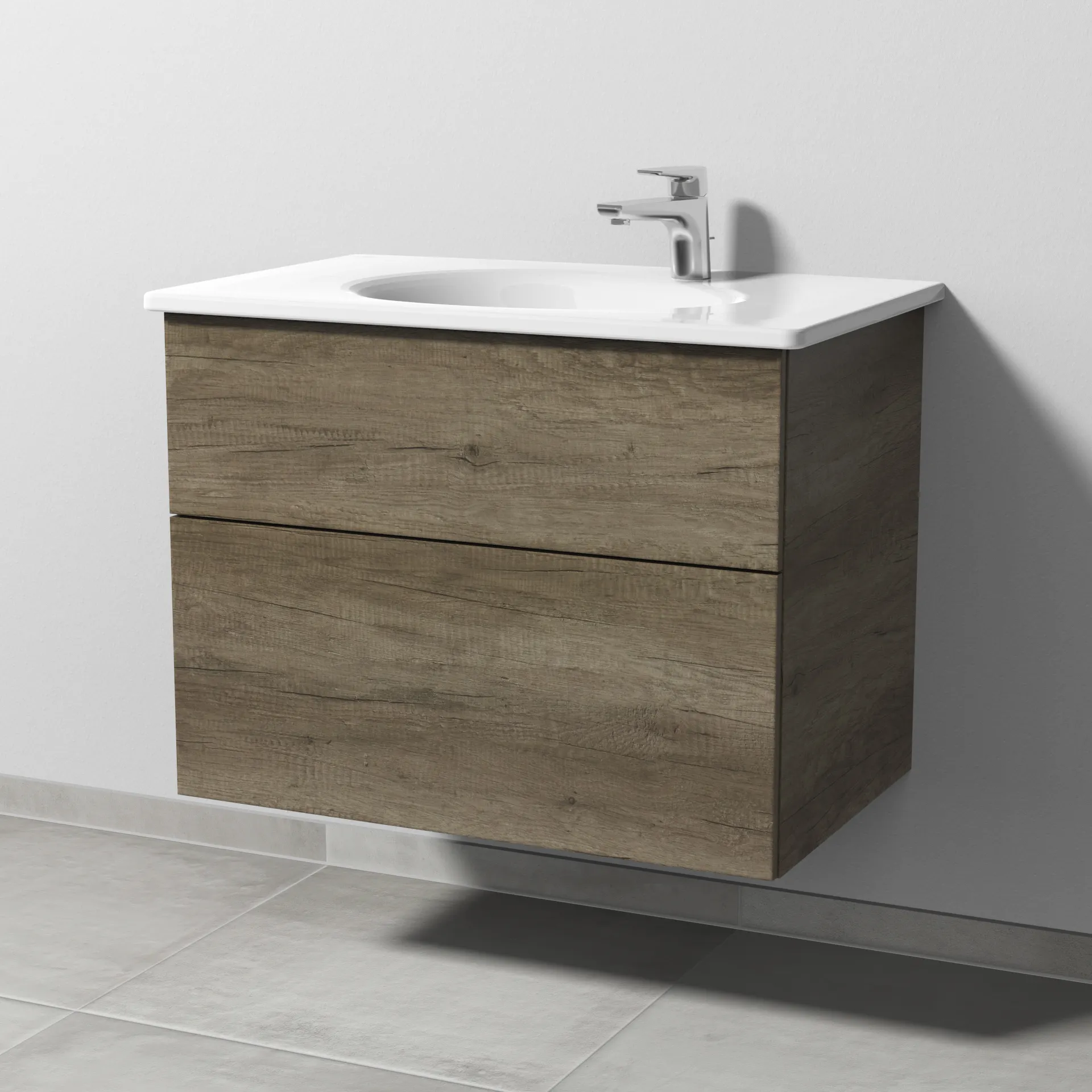 Sanipa Waschtischunterschrank „3way“ passend zu Keramik-Waschtische Antao von Villeroy & Boch 755 × 588 × 482 mm in Eiche Nebraska