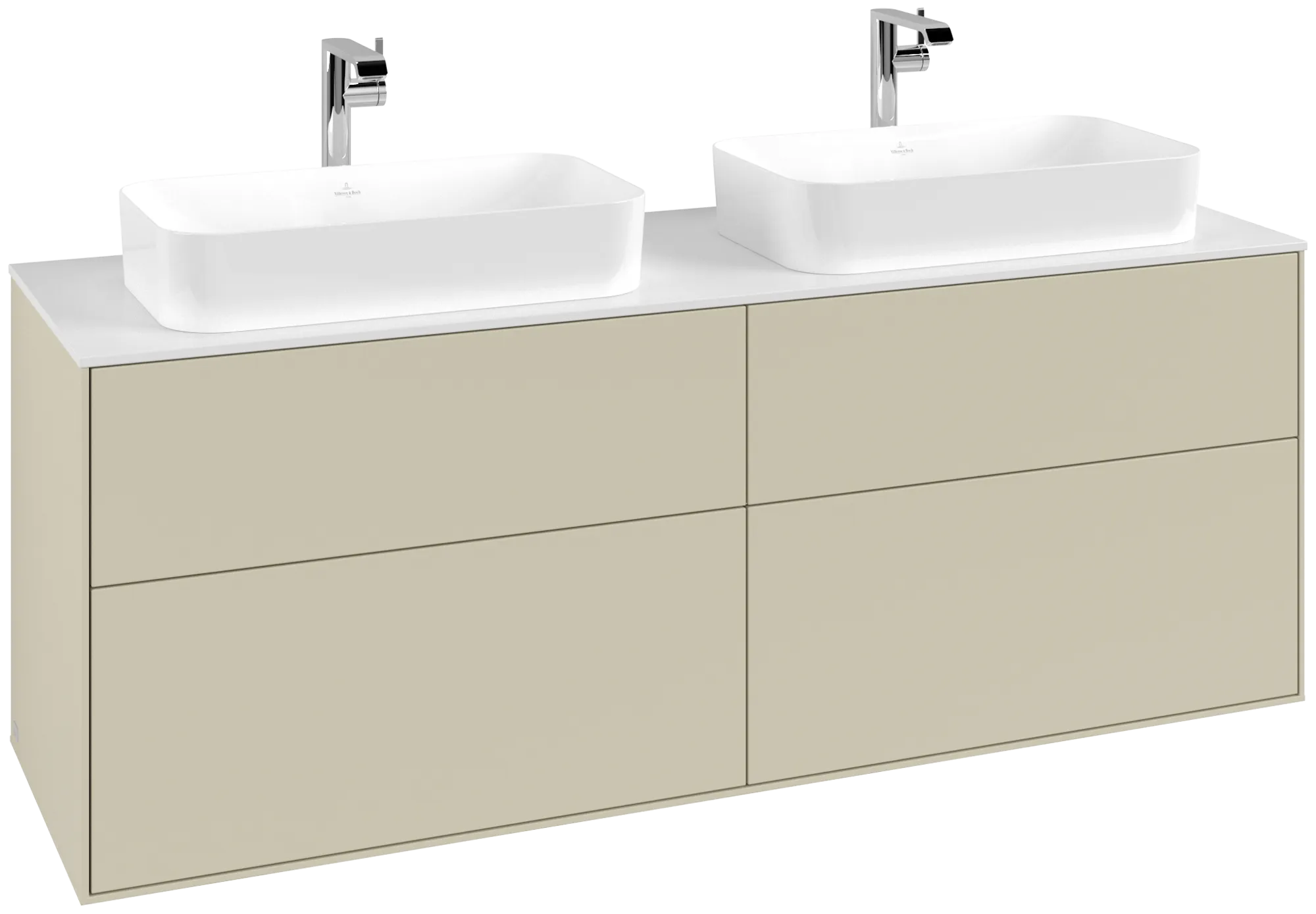 Villeroy & Boch Finion Waschbeckenunterschrank G31 1600x603x501mm Silk Grey Matt Lacquer / Glass White Matt