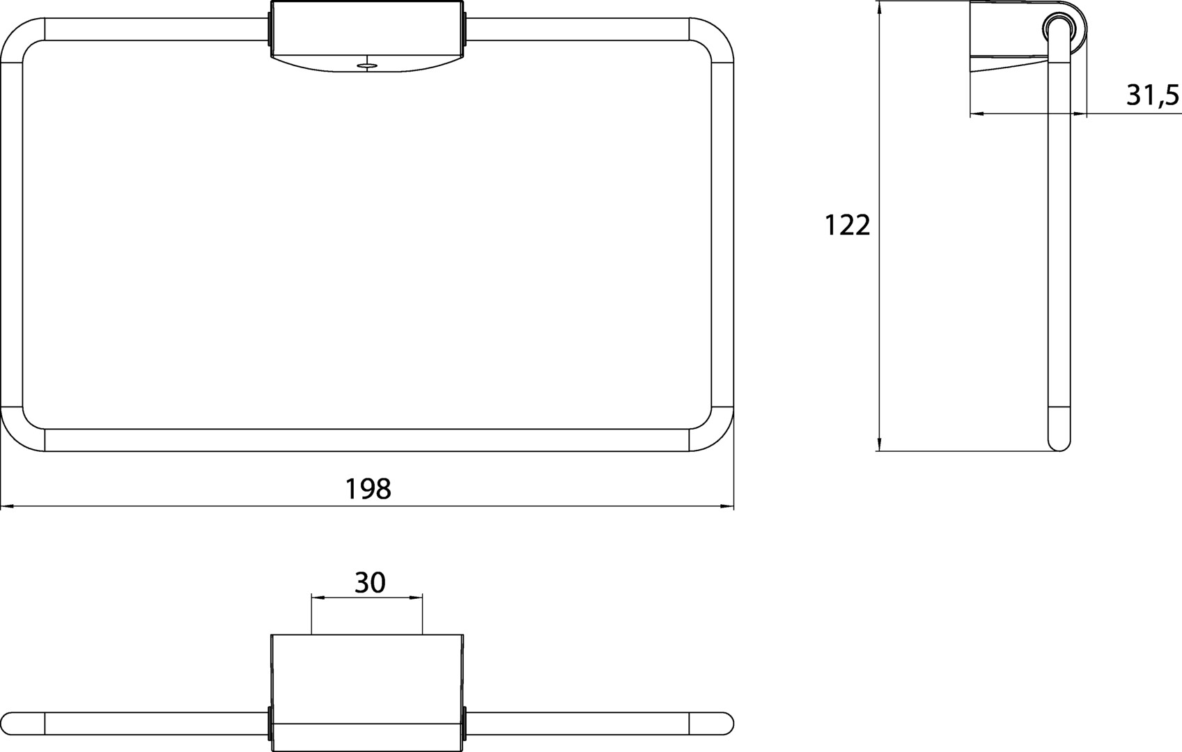 emco Handtuchring „flow“, Befestigung verdeckt, 1-armig ⌀ 0,6 cm in chrom