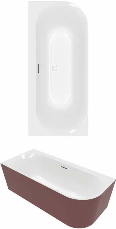 Villeroy & Boch Badewanne mit ovaler Innenform „Loop & Friends“ vorwand oval 180 × 80 cm, links in Weiß Alpin / Colour On Demand