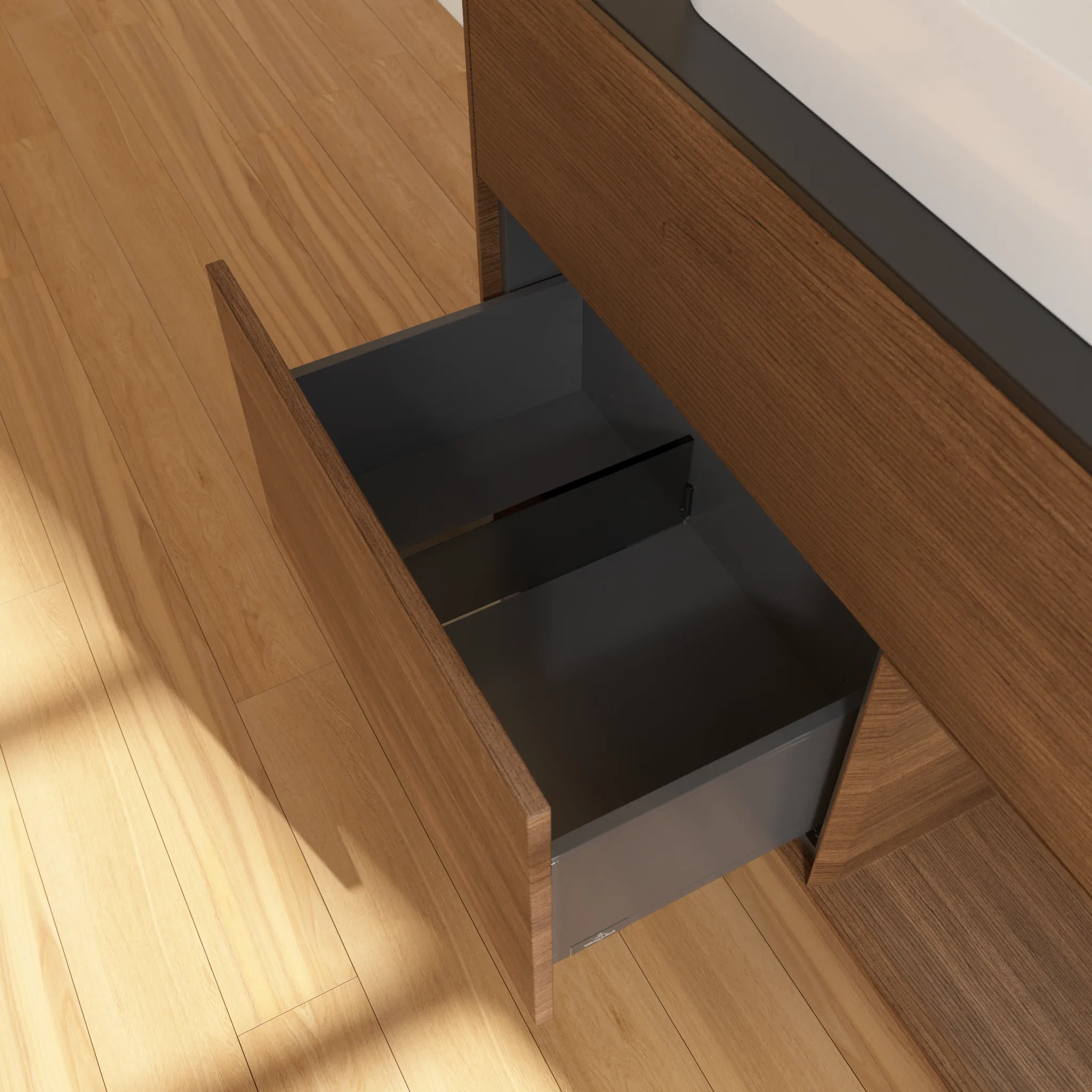 Villeroy & Boch Waschtischunterschrank „Finion“ für Schrankwaschtisch 1000 × 603 × 501 mm Walnut Veneer, mit Hahnlochbohrung, für Becken mittig
