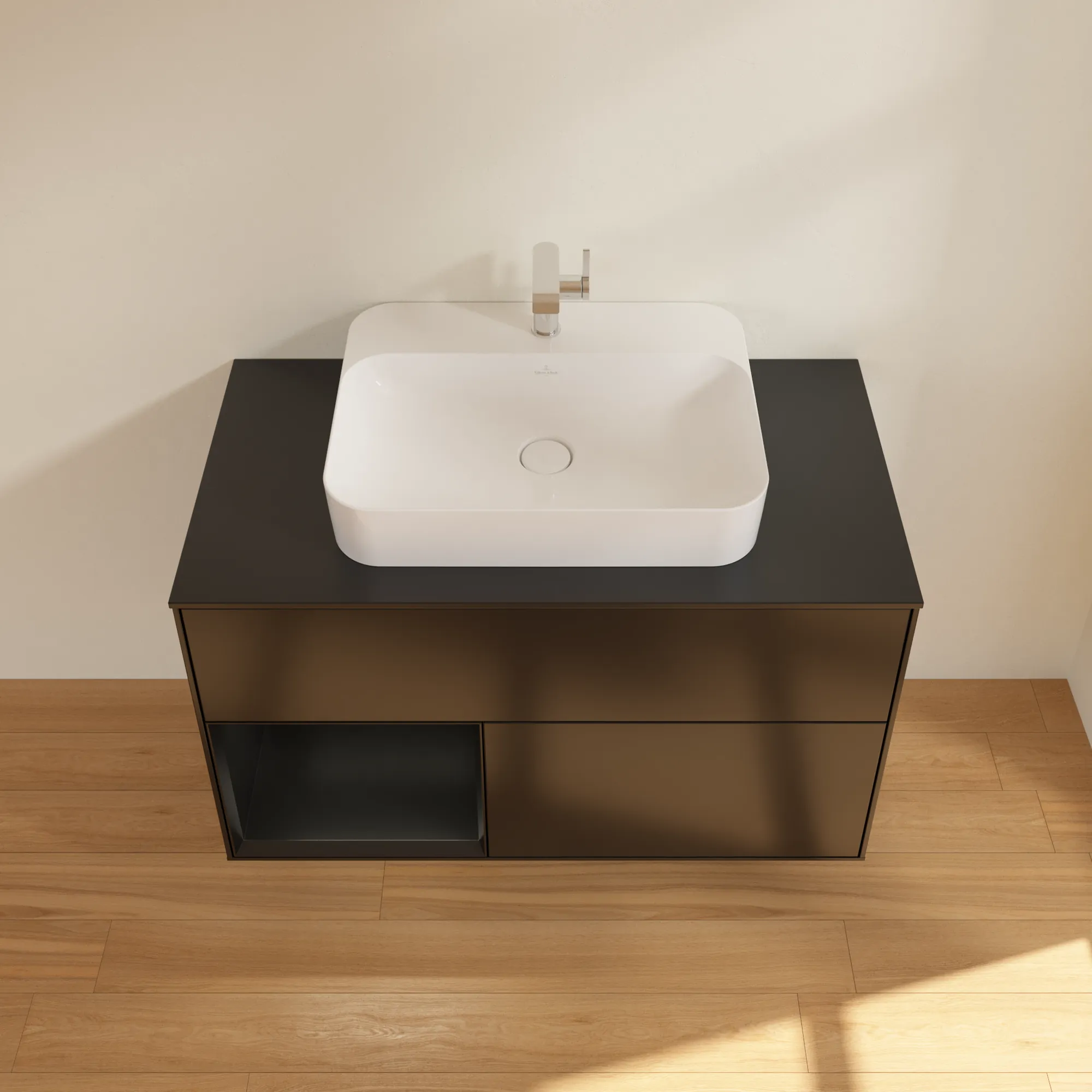 Villeroy & Boch Waschbeckenunterschrank Finion G36, 1000x603x501 mm, Black Matt Lacquer, mit Beleuchtung und SoftClosing Villeroy & Boch Waschbeckenunterschrank Finion G36, 1000x603x501 mm, Black Matt Lacquer, mit Beleuchtung und SoftClosing