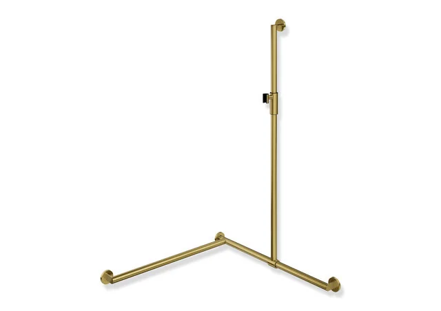 HEWI Duschhandlauf System 900, PVD-beschichtet gold gebürstet, verschiebbare Brausehalterstange, 1250 mm senkrecht, 800 mm waagerecht, Durchmesser 32 mm