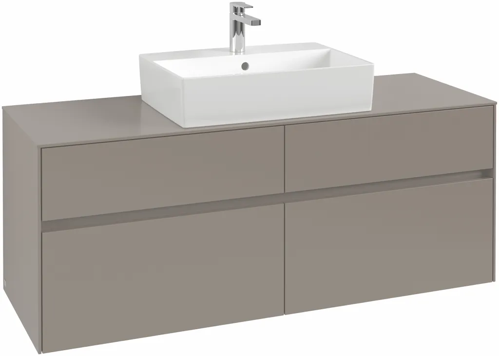 Villeroy & Boch Waschtischunterschrank „Collaro“ 1400 × 548 × 500 mm Black Oak, mit Beleuchtung, für Becken mittig