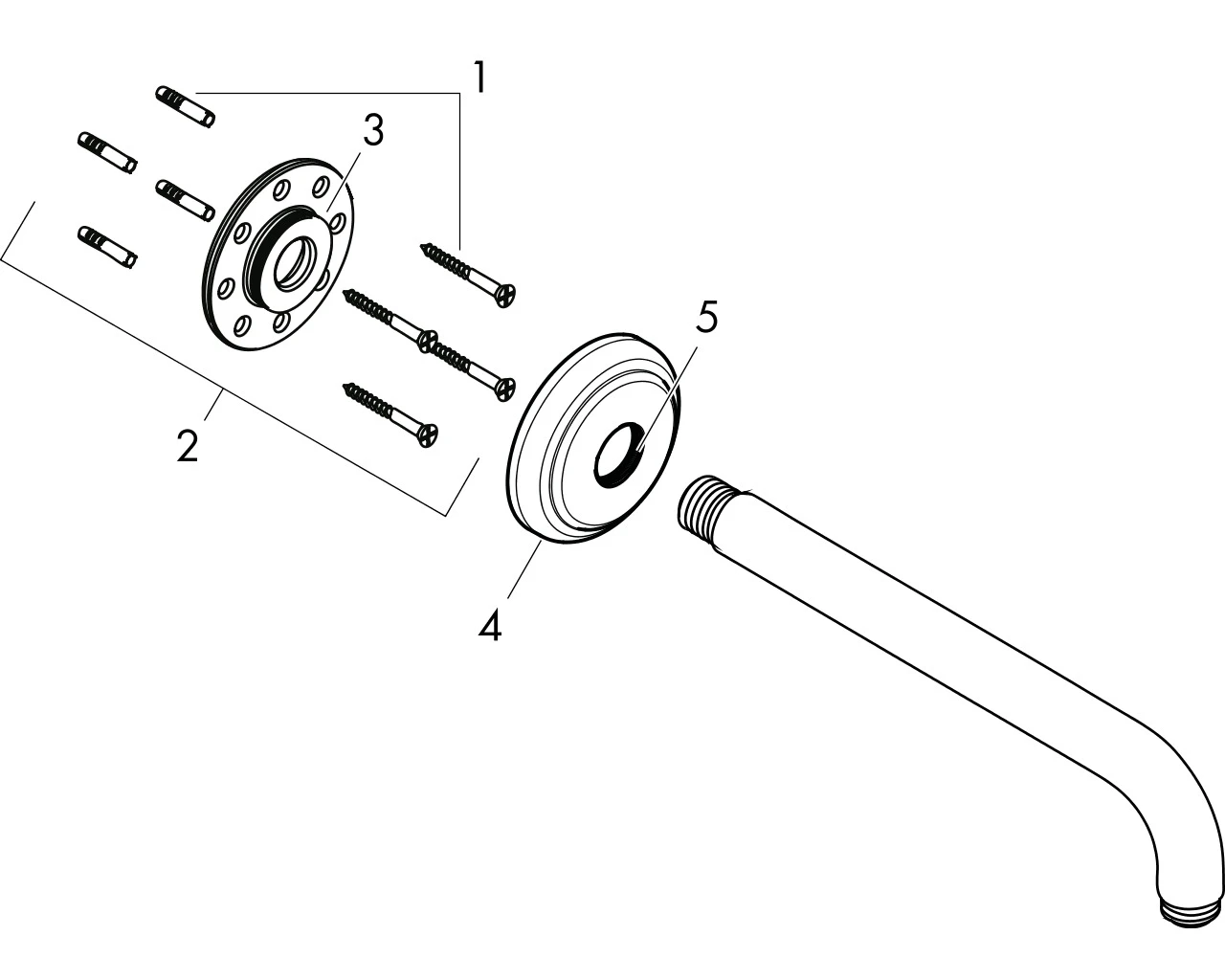 Brausearm DN15 389mm Ausladung Axor 90 Grad chrom ohne Kugelgelenk