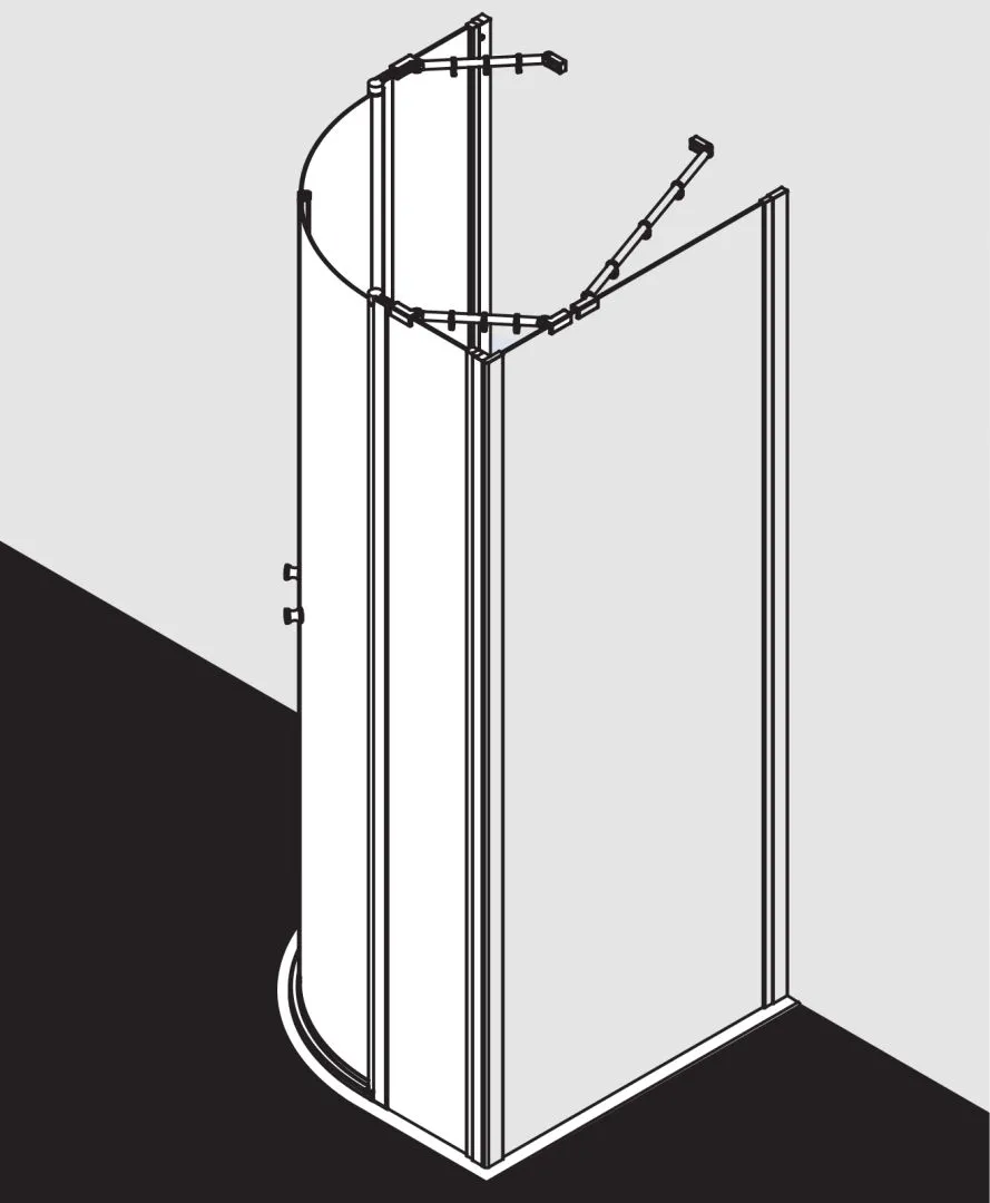 Kermi Duschdesign IBIZA 2000 Viertelkreis-Duschkabine (Pendeltüren mit Festfeldern)